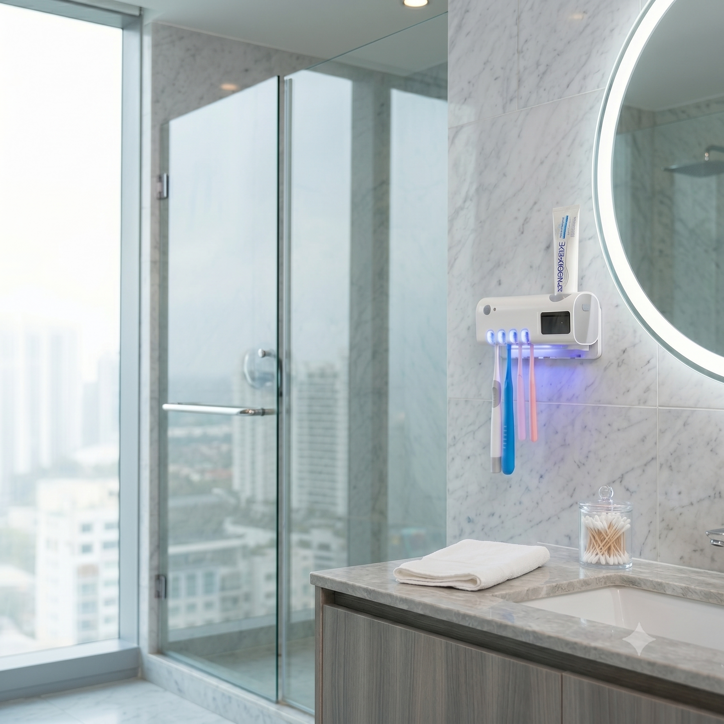 Porta Cepillos con Esterilizador UV — Higiene y Orden en Tu Baño